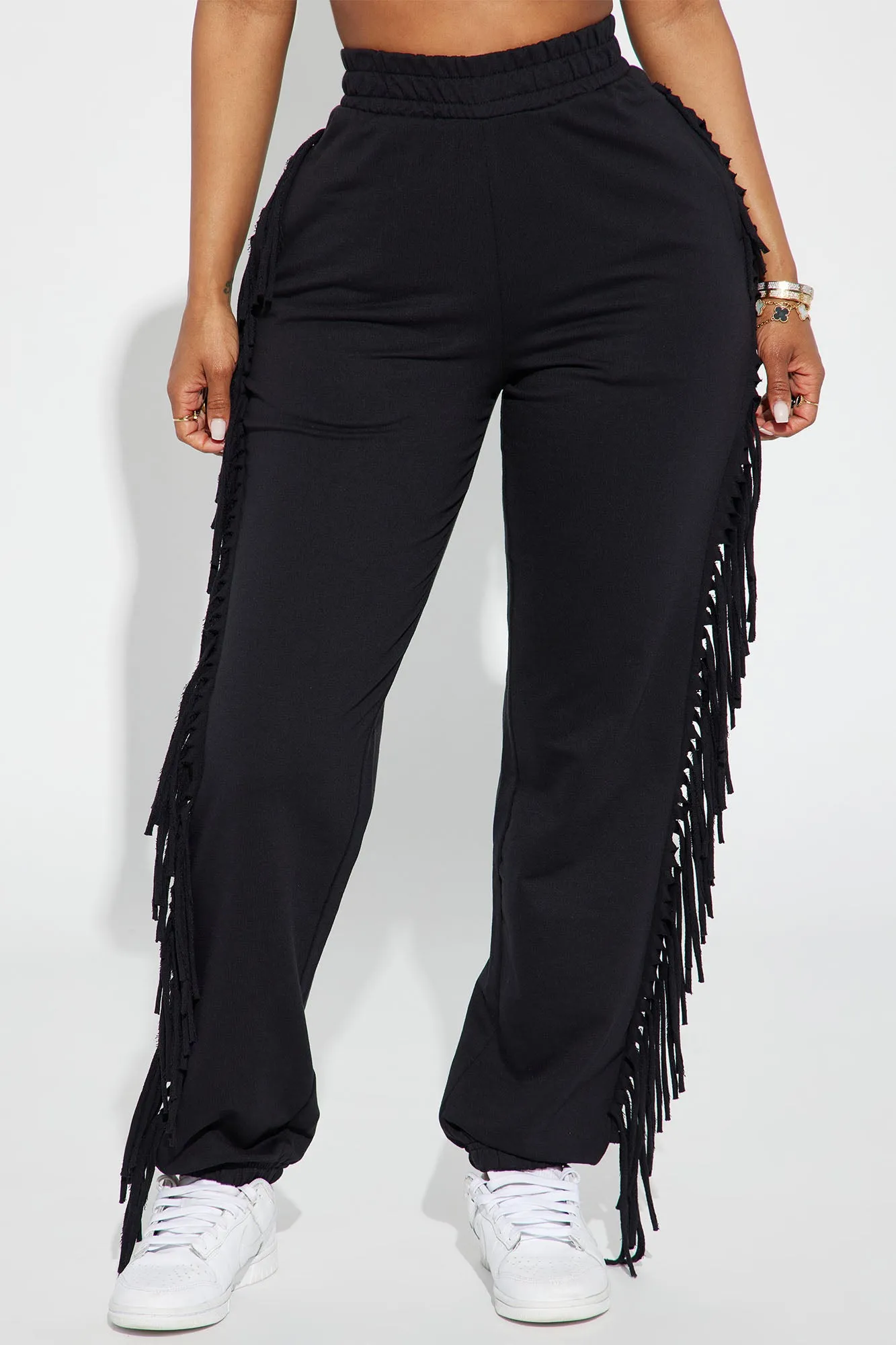 Addison Fringe French Terry Lounge Jogger - Black