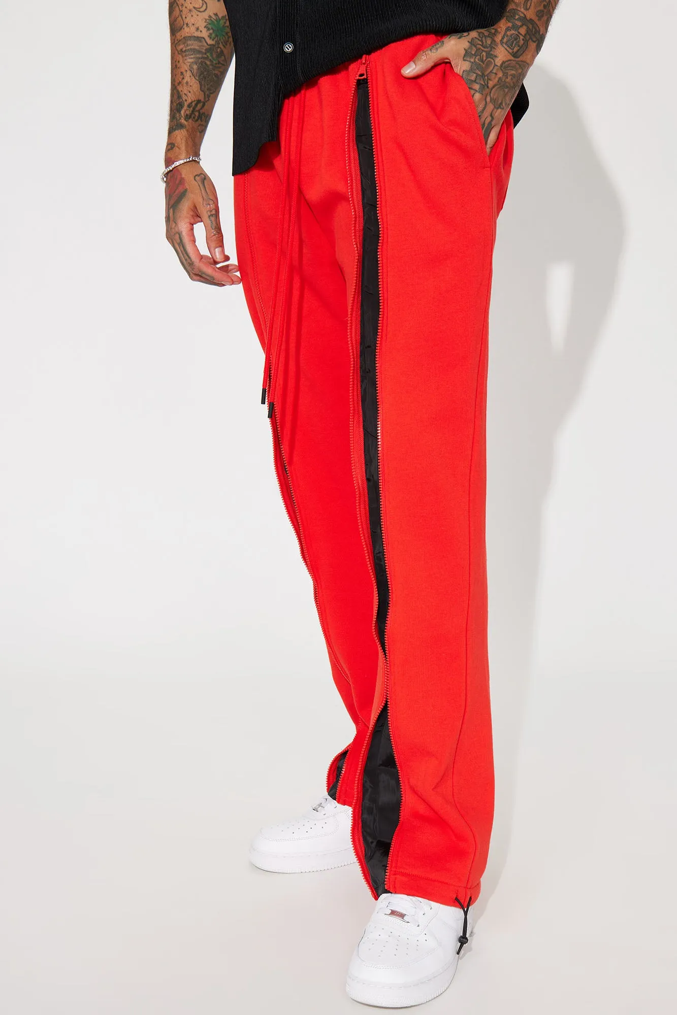 All In The Zippers Tyson Straight Sweatpant - Red