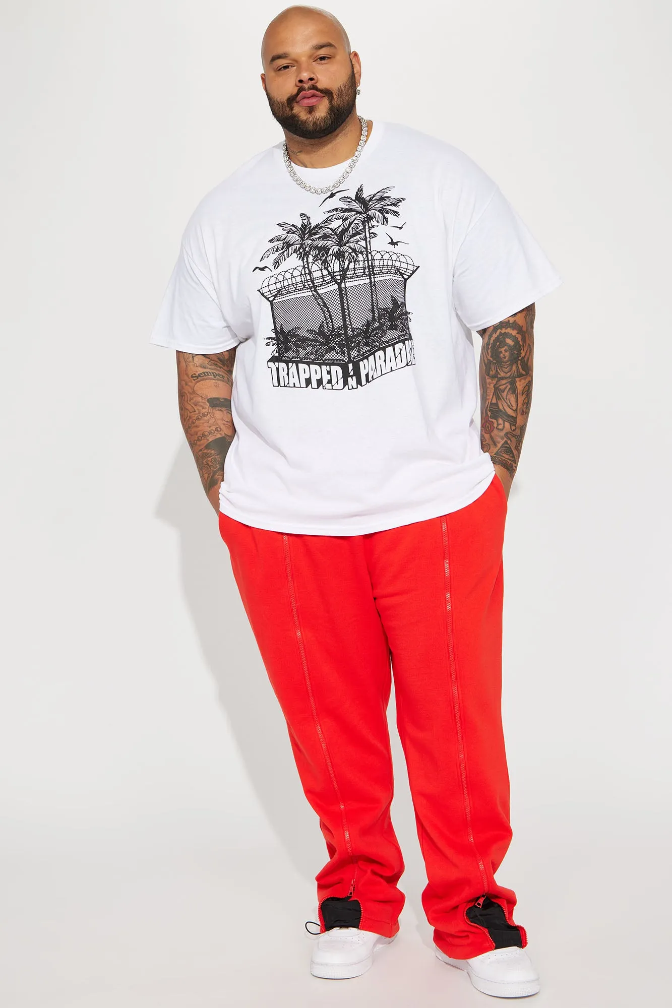 All In The Zippers Tyson Straight Sweatpant - Red