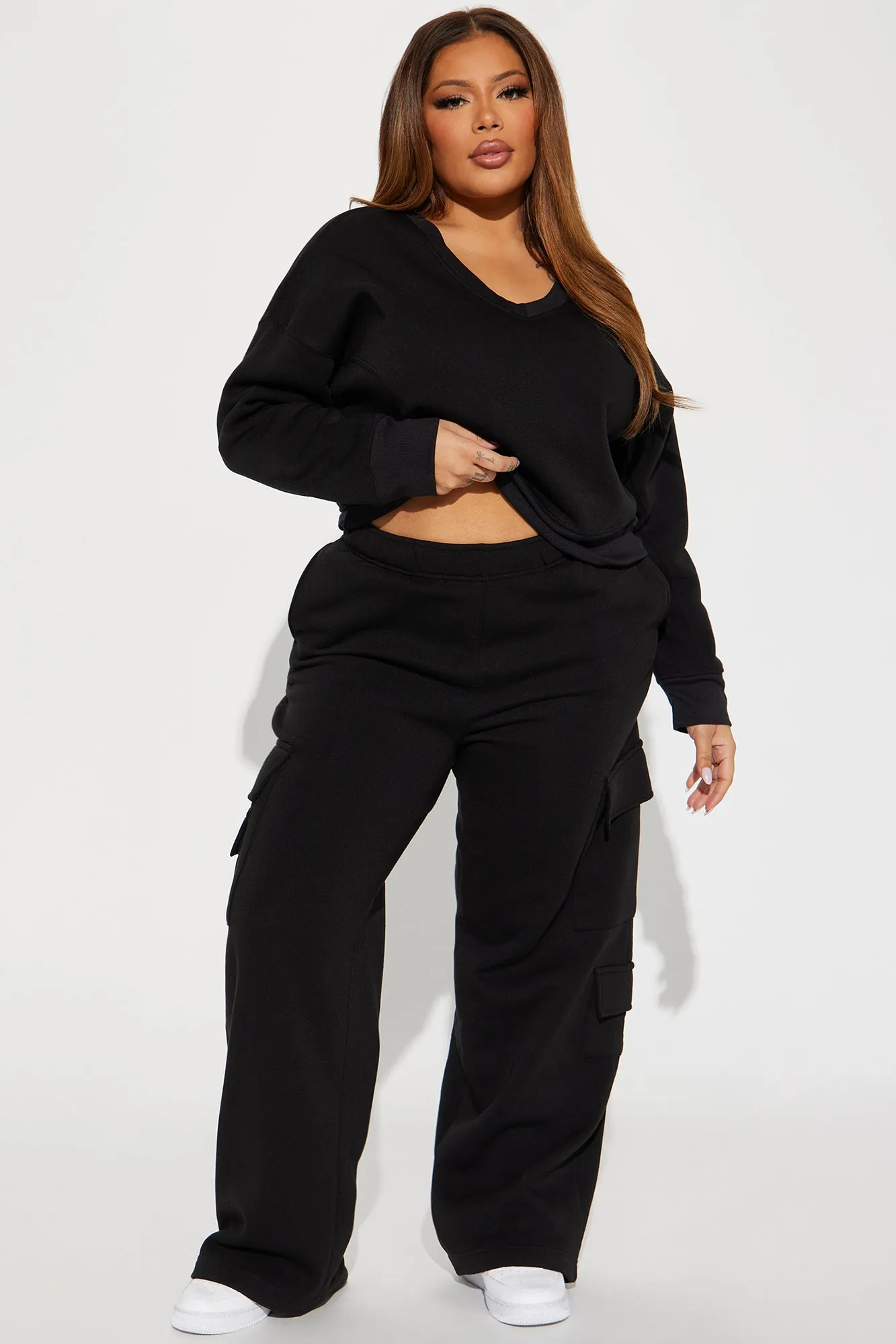 Anais Wide Leg Lounge Pant - Black