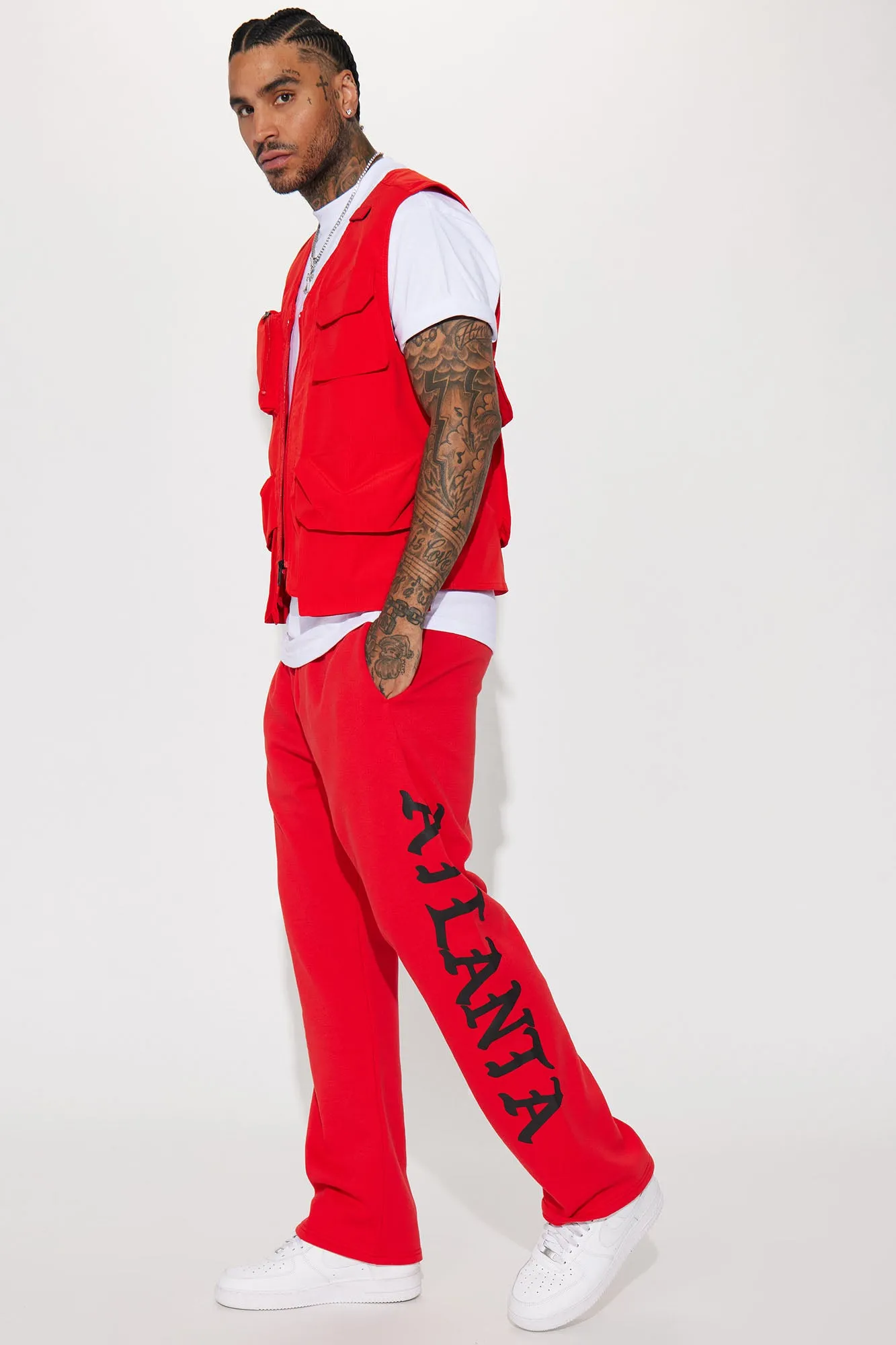 ATL Script Straight Sweatpant - Red