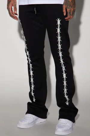 Barbwire Flared Sweatpants - Black