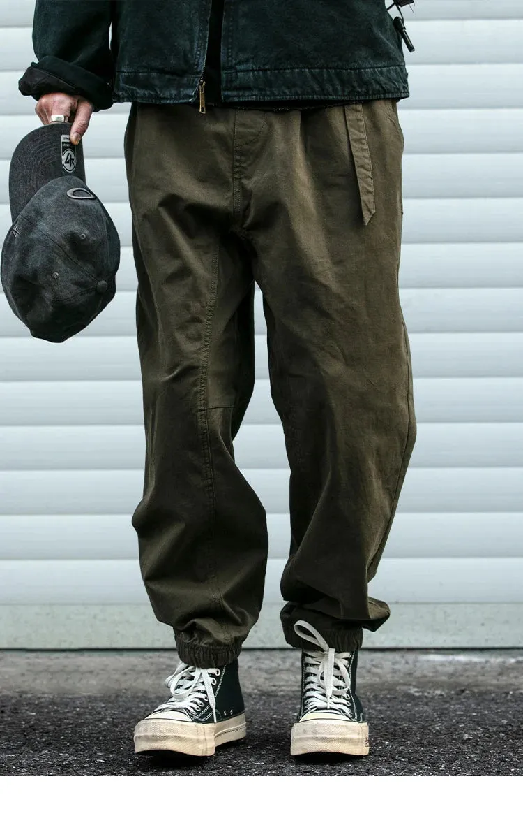 Belted Woven Utility Joggers