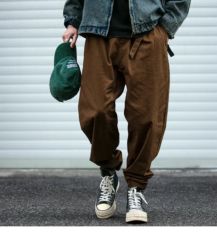 Belted Woven Utility Joggers