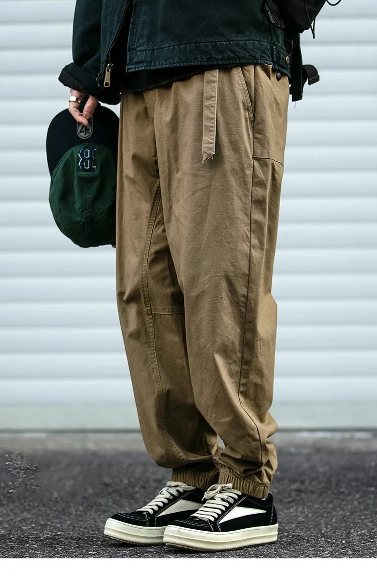 Belted Woven Utility Joggers