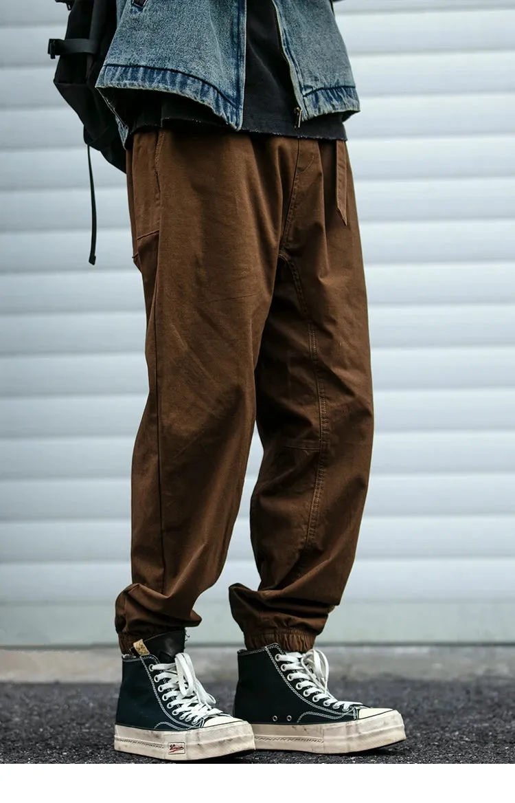 Belted Woven Utility Joggers