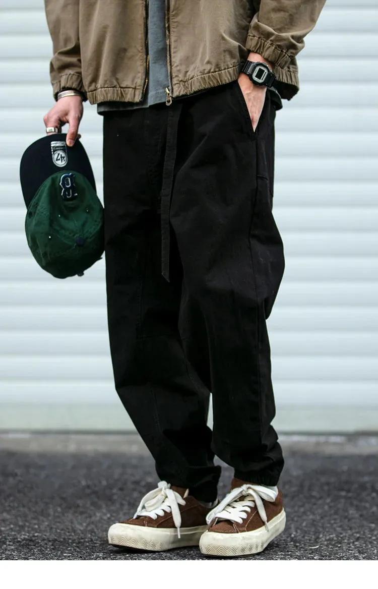 Belted Woven Utility Joggers