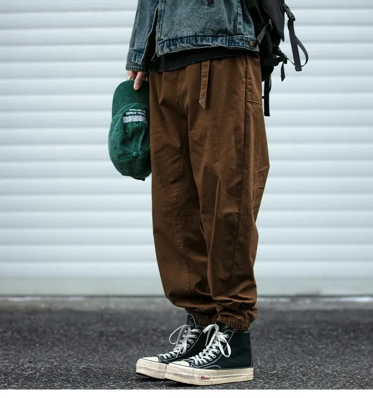 Belted Woven Utility Joggers