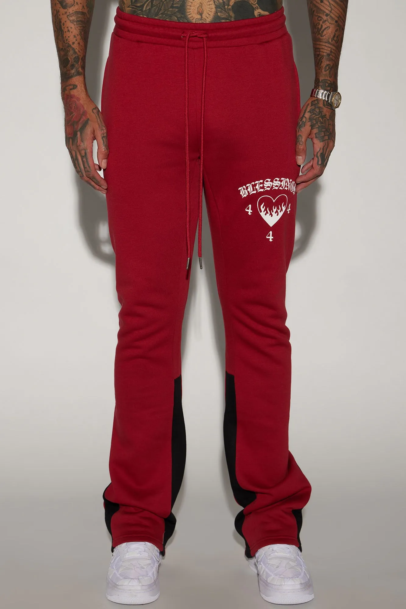 Blessed Love Flared Sweatpants - Red