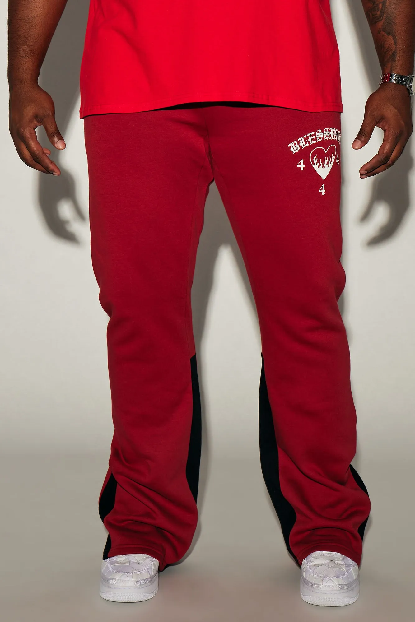 Blessed Love Flared Sweatpants - Red