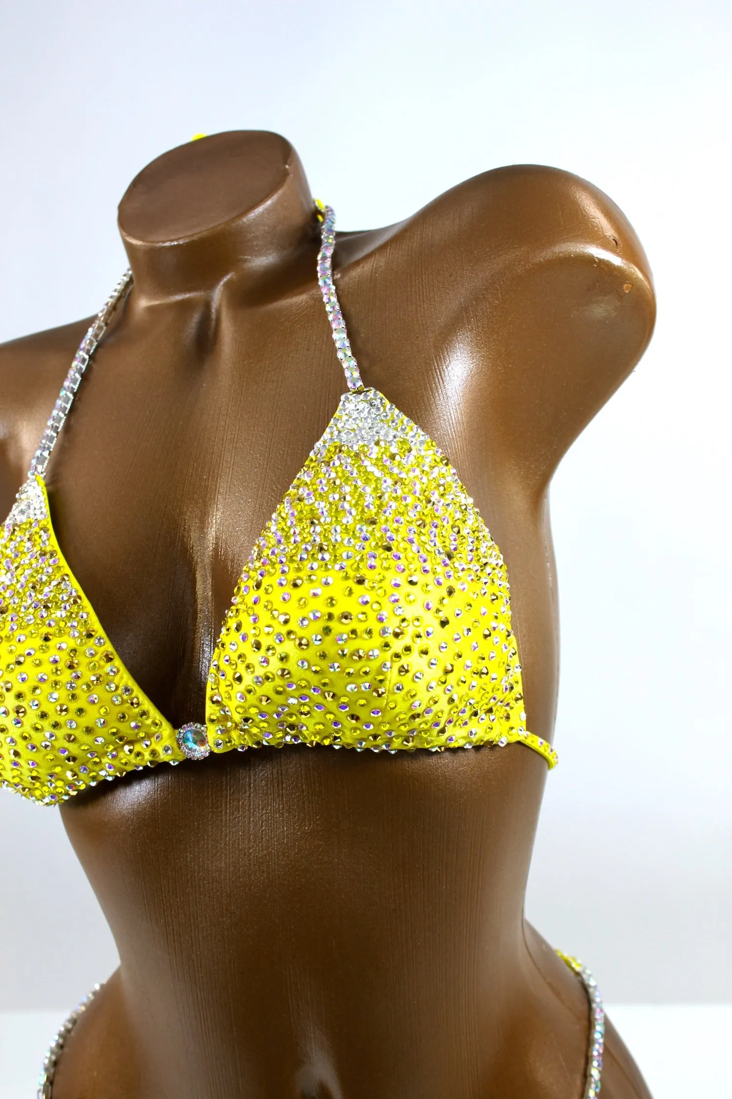 Bright Yellow Metallic Spandex Bikini Suit