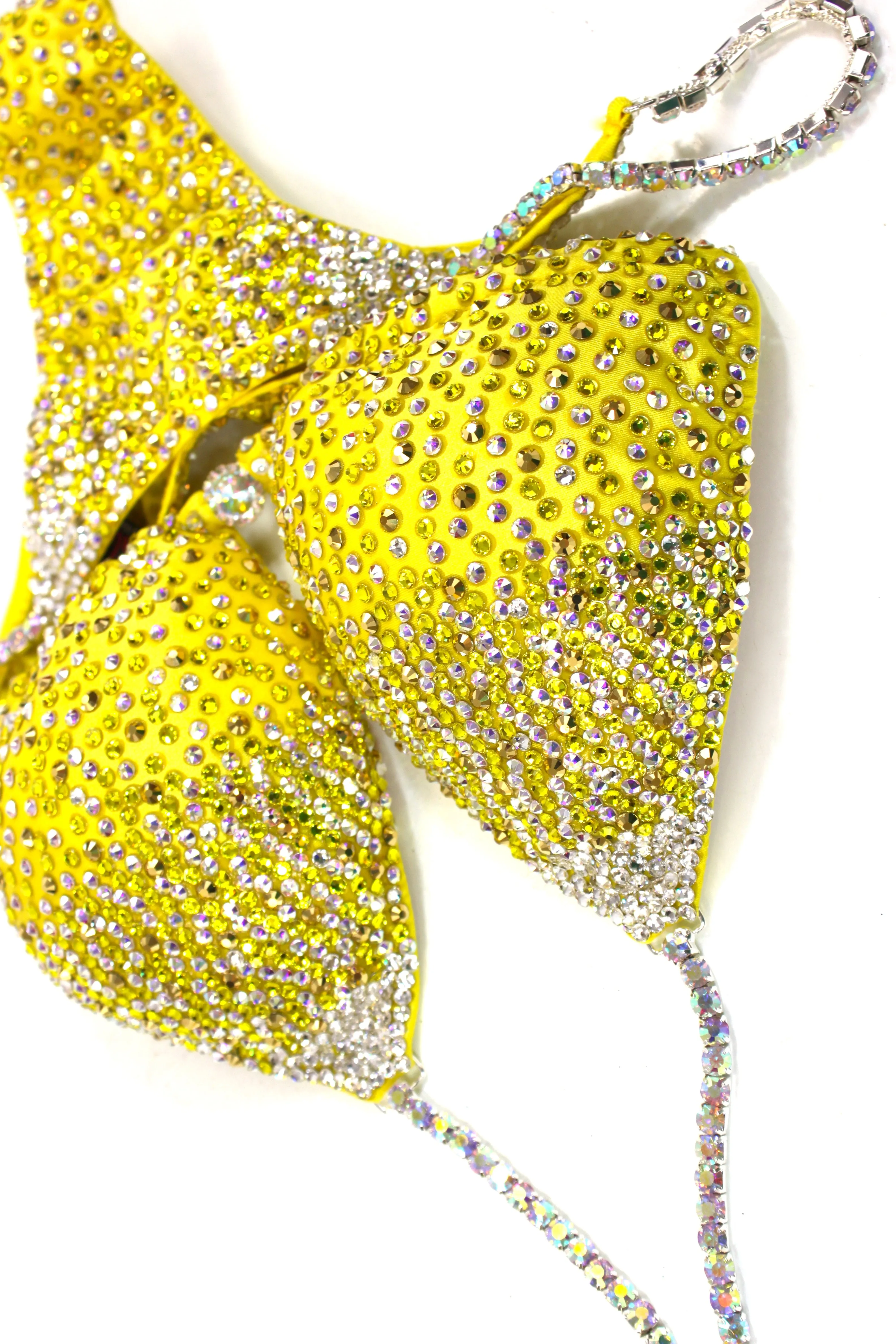 Bright Yellow Metallic Spandex Bikini Suit