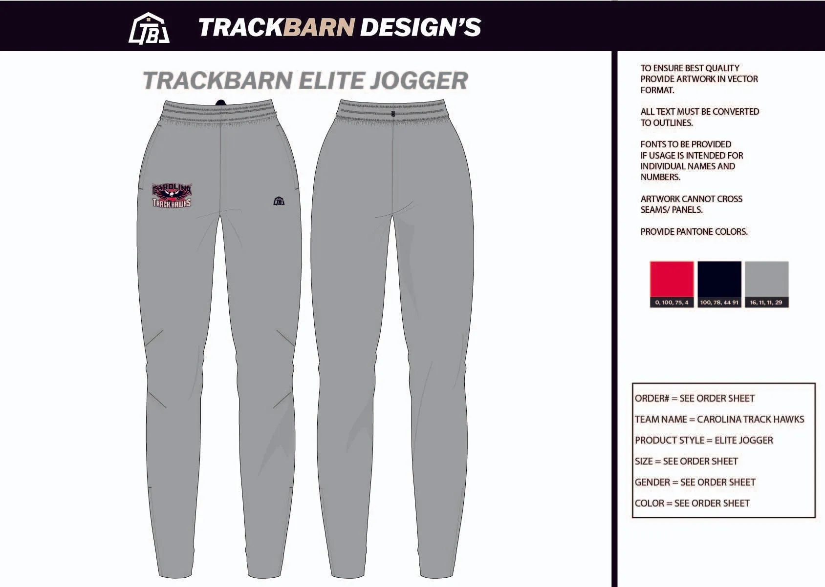 Carolina-Track-Hawks Adults Jogger