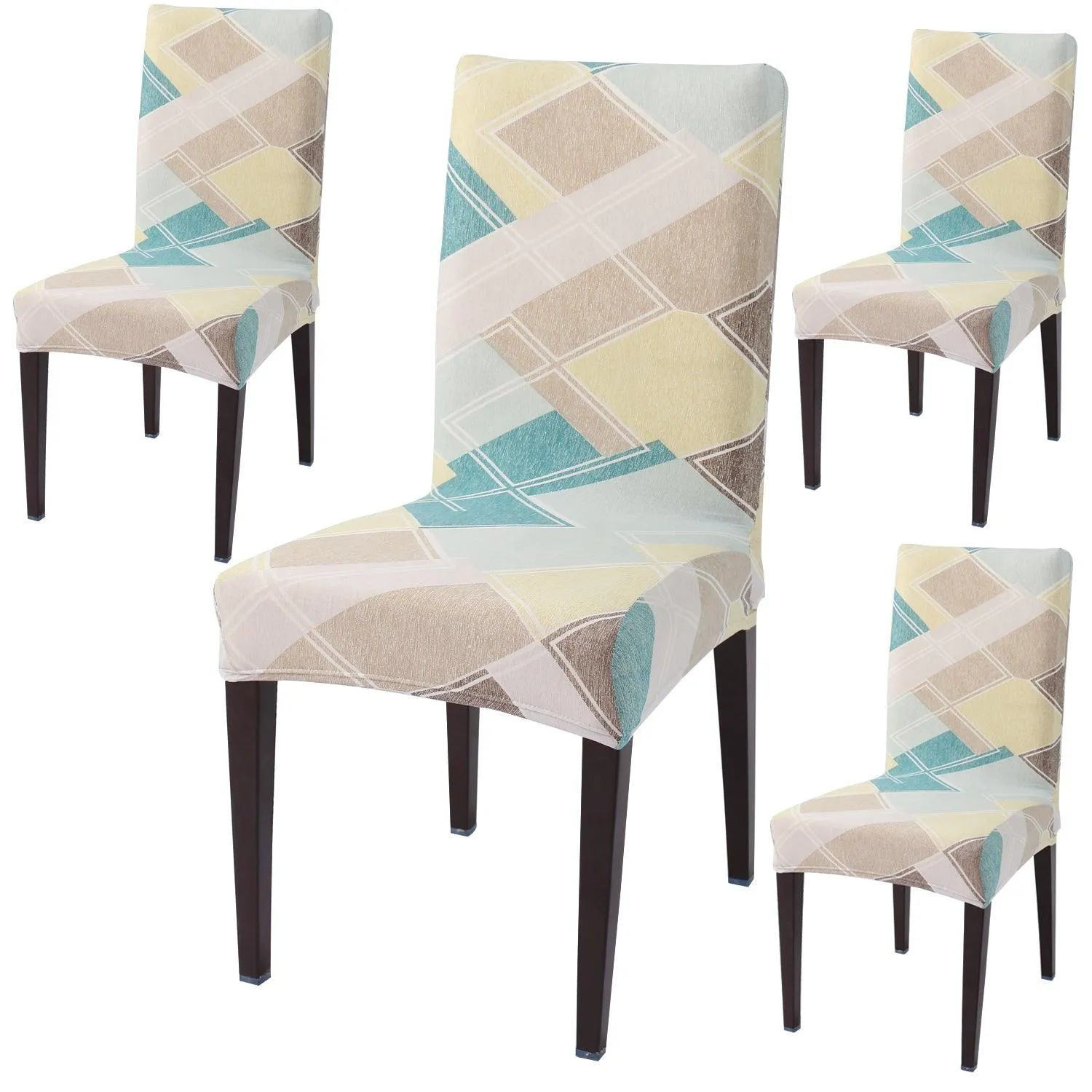 Elastic Stretchable Dining Chair Cover, Pastel Diamond