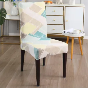 Elastic Stretchable Dining Chair Cover, Pastel Diamond