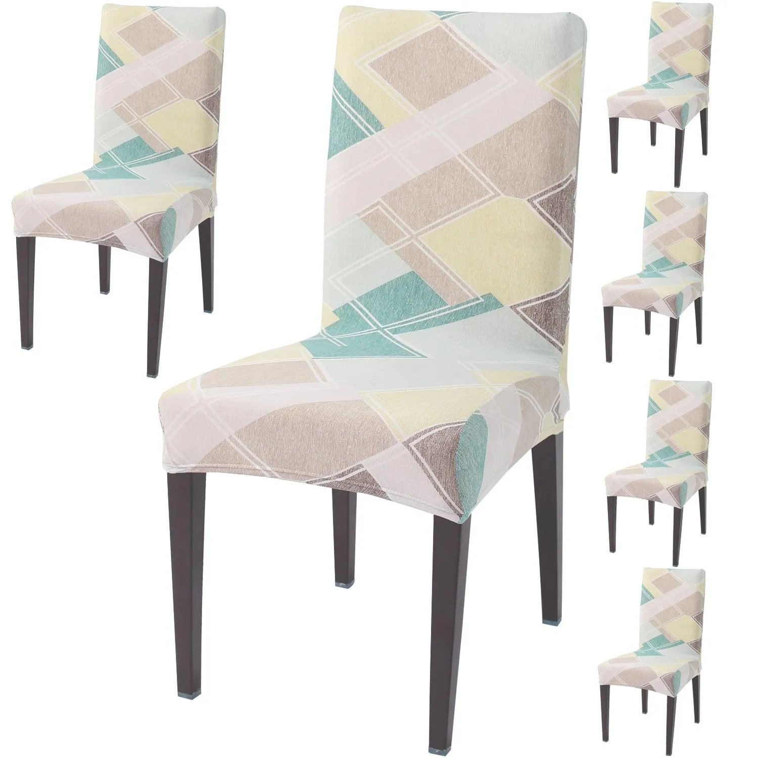 Elastic Stretchable Dining Chair Cover, Pastel Diamond