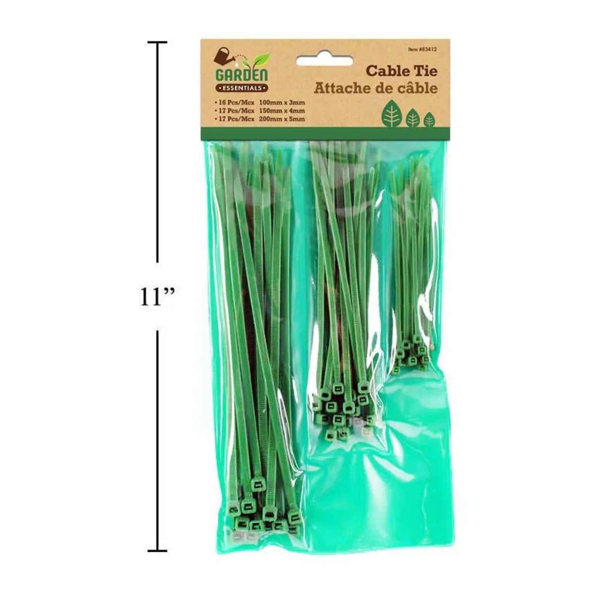 Garden E. 50 Piezas De Zunchos Verdes, Bolsa De Pvc Con Cabezal