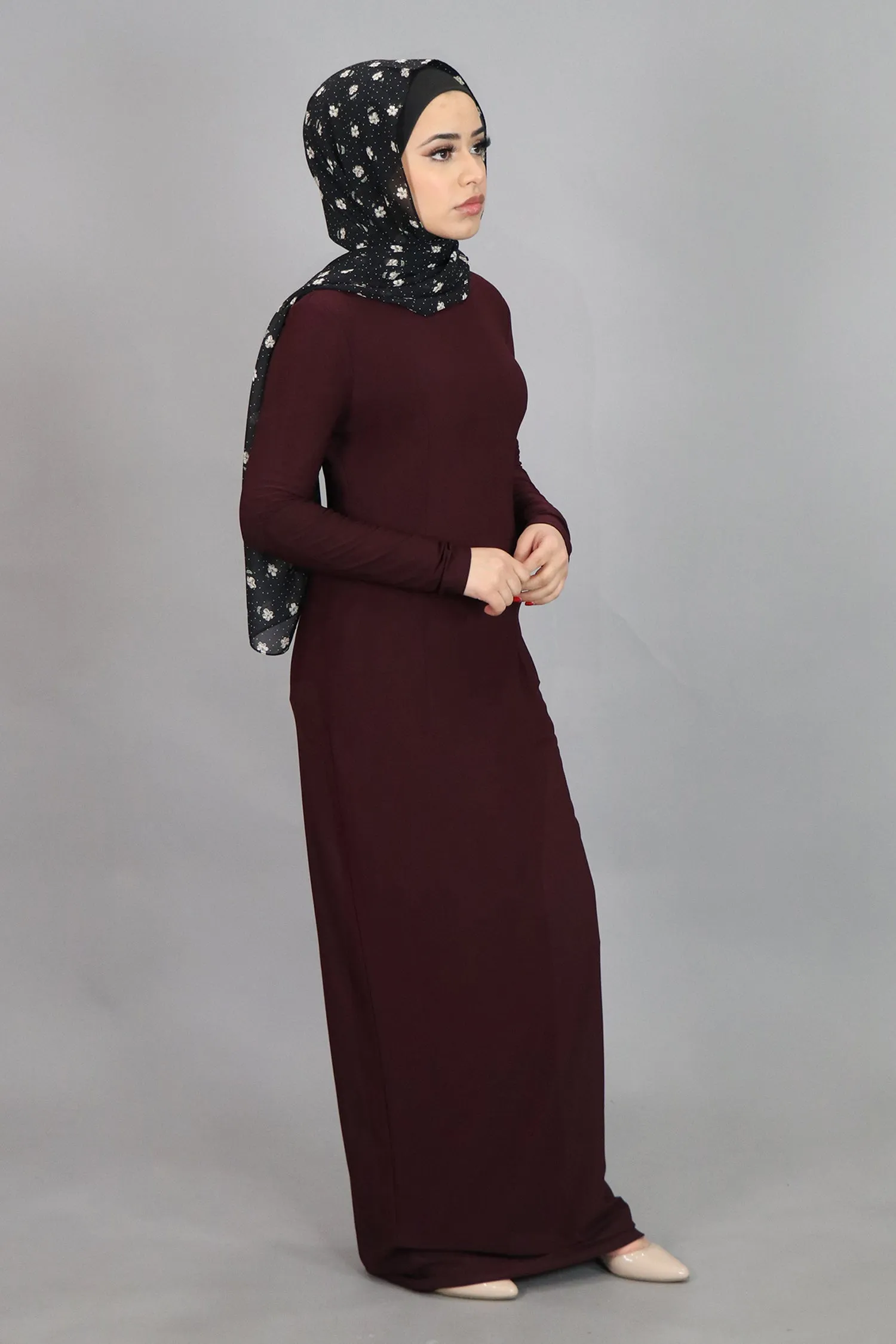 Mahogany Plain Fitted Spandex Maxi Dress