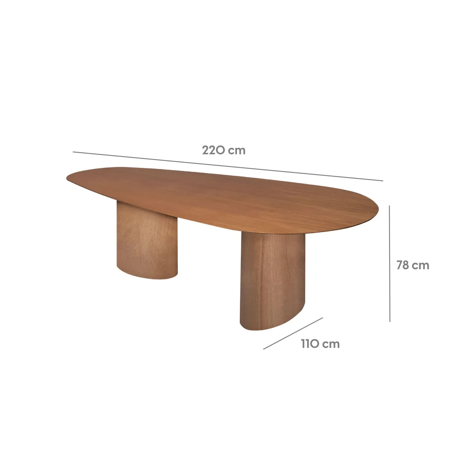 Mesa de Jantar Orgânica para 8 Lugares Gaya 220 cm - Natural