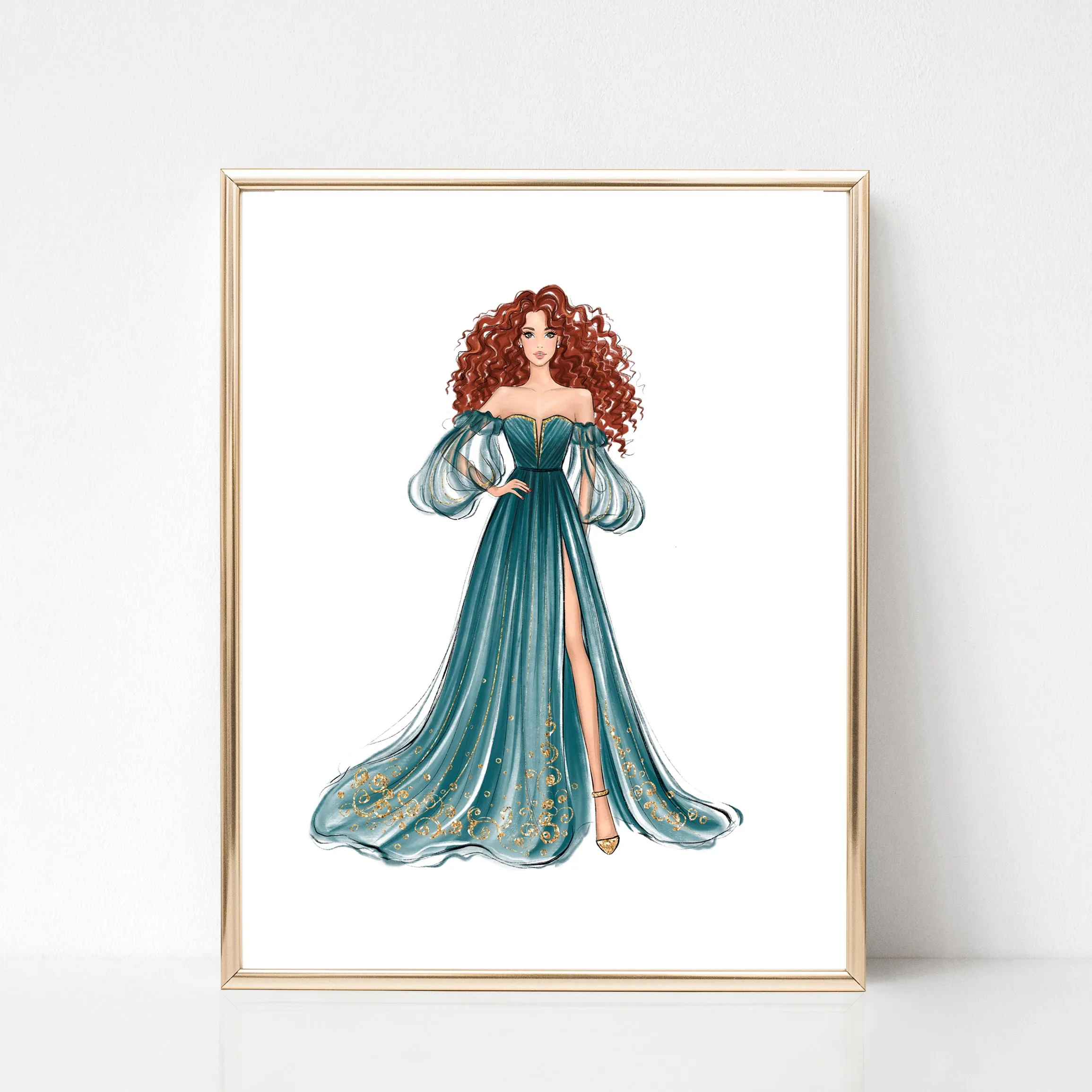 SET OF 12 ART PRINTS All Princesses fashion illustrations