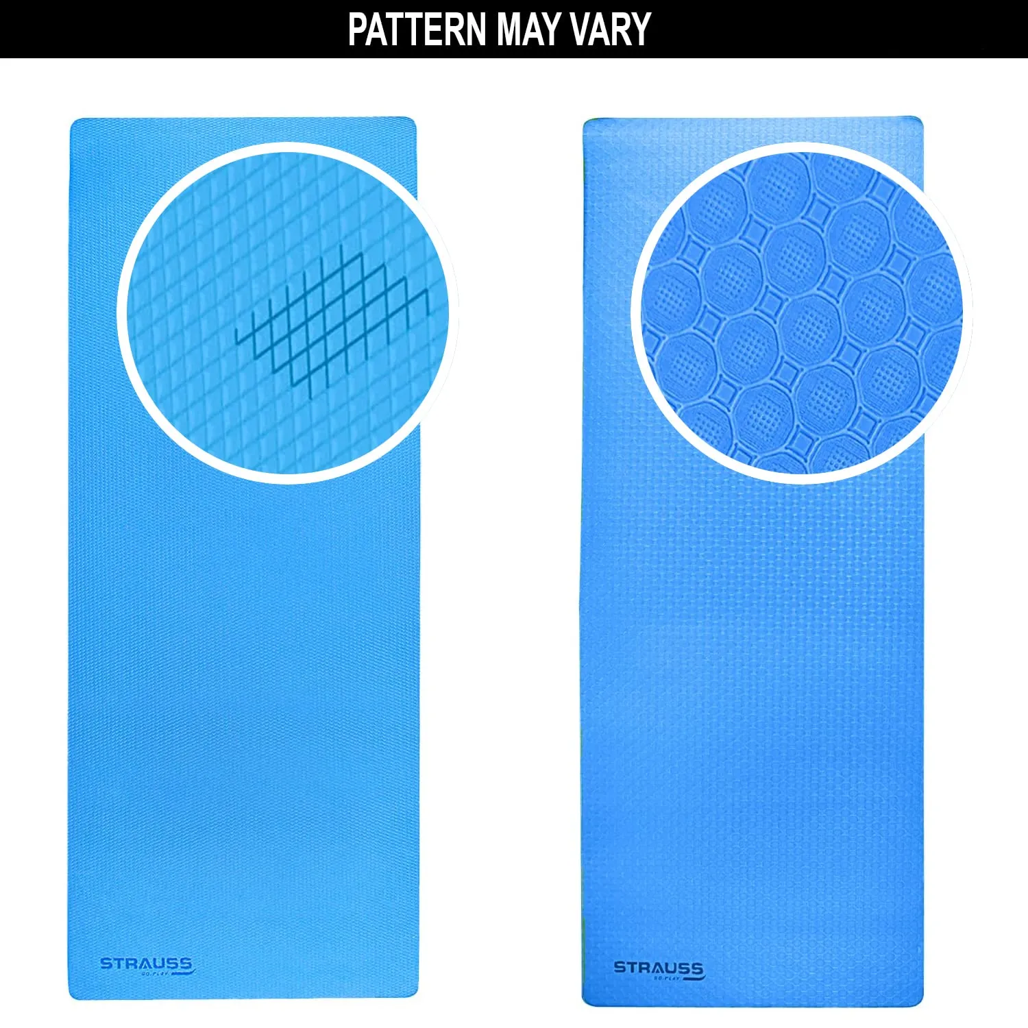 STRAUSS Anti Skid EVA Yoga Mat with Carry Bag, 8mm, Non-Slip Exercise Mat for Home & Gym | Lightweight & Durable Workout Mat | Ideal for Yoga, Pilates, Fitness | Ideal for Men & Women, (Sky Blue)