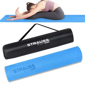 STRAUSS Anti Skid EVA Yoga Mat with Carry Bag, 8mm, Non-Slip Exercise Mat for Home & Gym | Lightweight & Durable Workout Mat | Ideal for Yoga, Pilates, Fitness | Ideal for Men & Women, (Sky Blue)