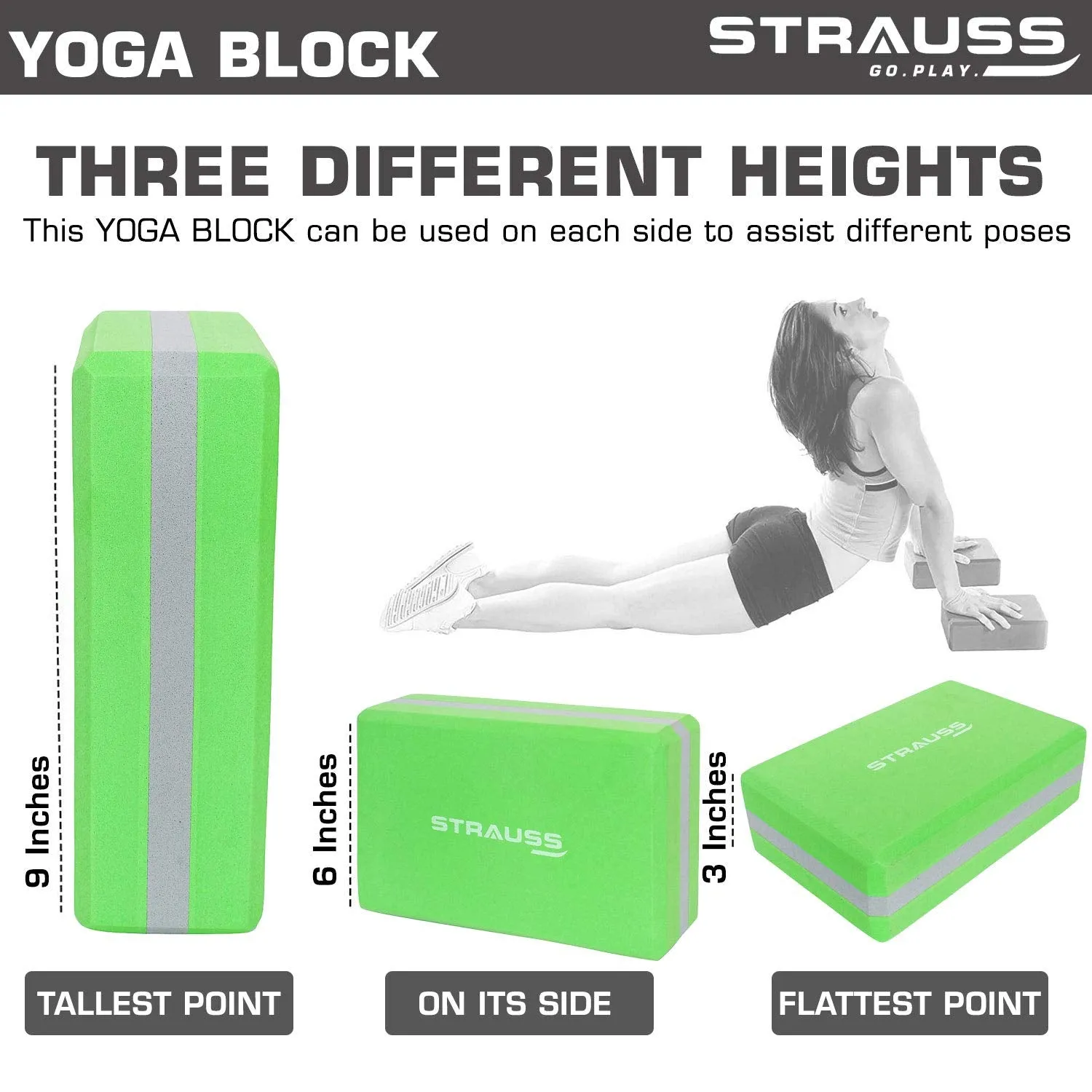 Strauss Meditation Butterfly Yoga Mat, 5 mm, (Green), Yoga Block (Green), Pair, Anti-Microbial Sports Cooling Towel(Grey) and Yoga Belt, 8 Feet, (Blue)