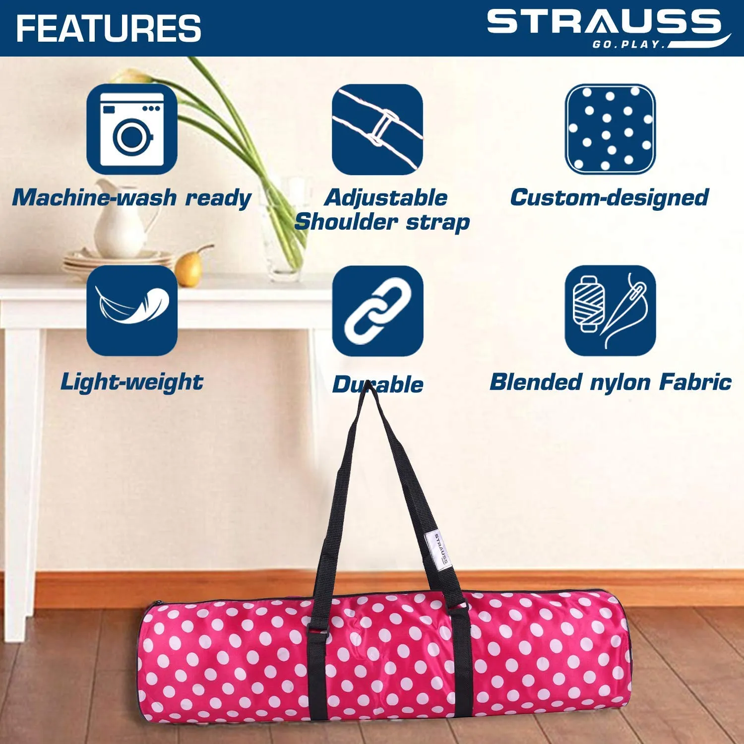 Strauss Yoga Mat 6mm (Purple Floral) and Yoga Block (Purple)