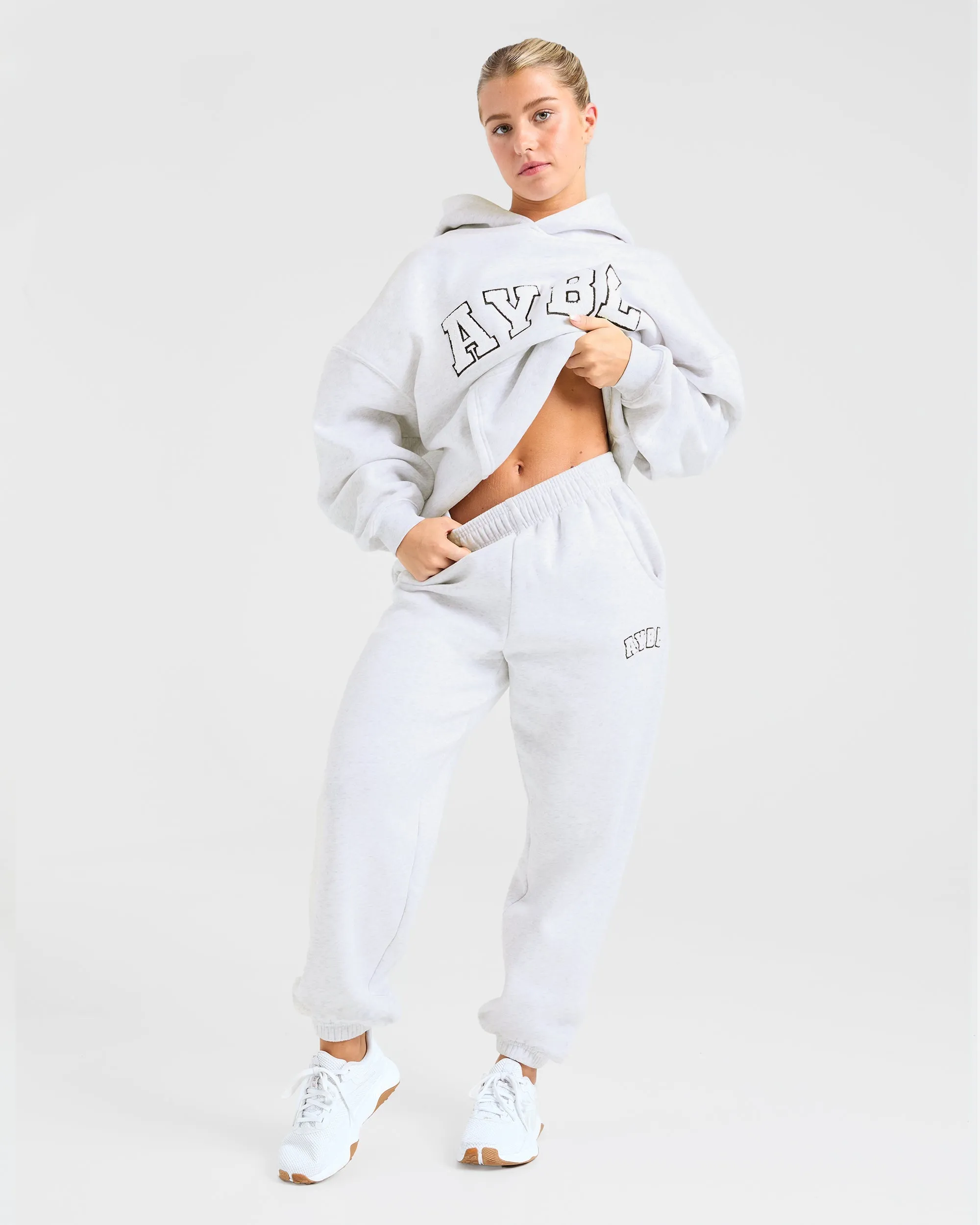 Varsity Oversized Joggers - Heather Grey